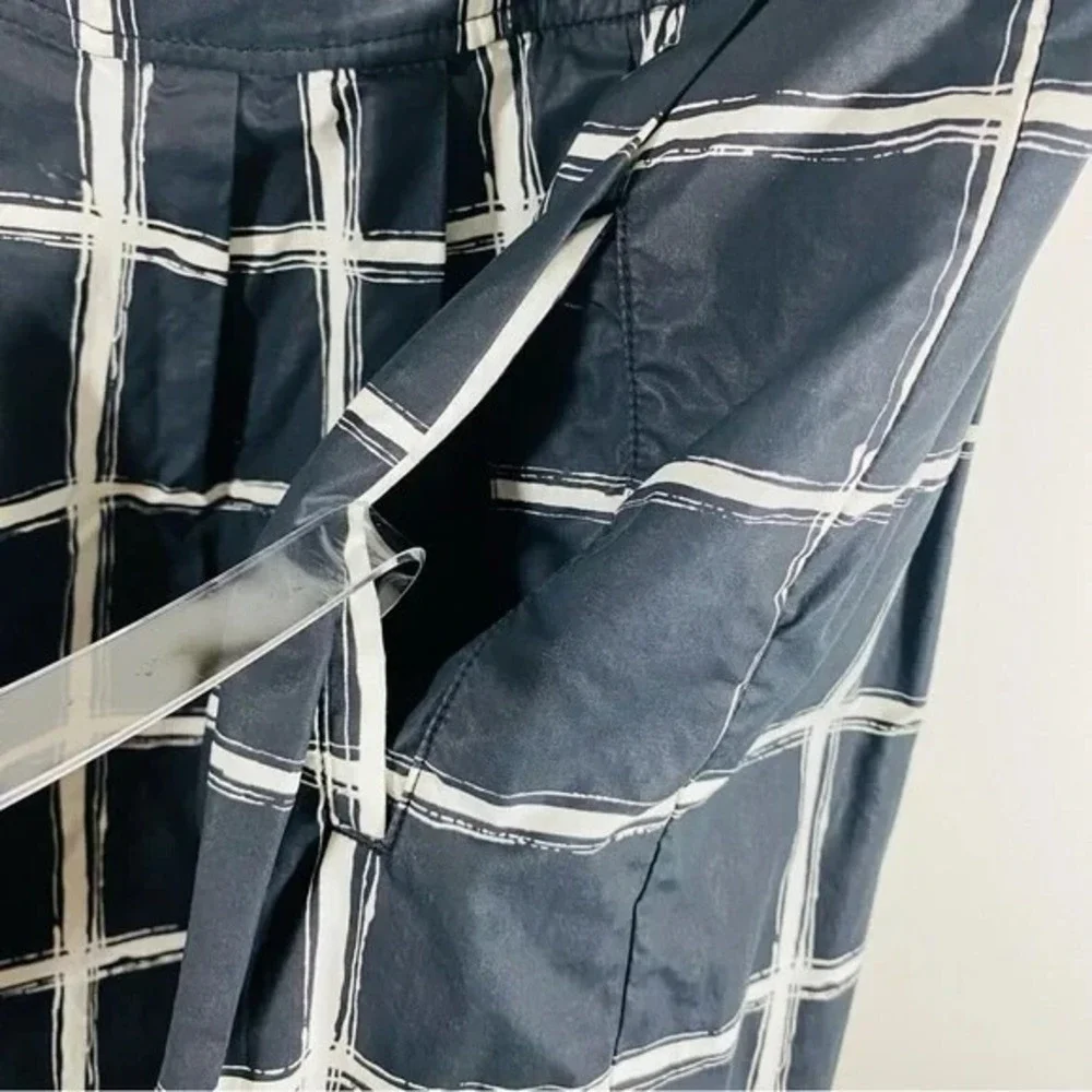 Michael Kors Skirt Women 4 Black White Plaid Pleated Pocket Preppy Office Career